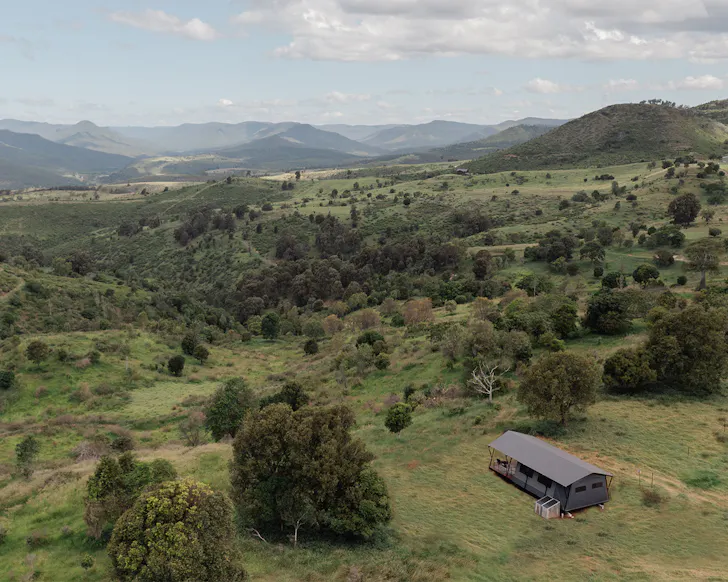 An aerial view of Valhalla Luxury Glamping best glamping near Brisbane