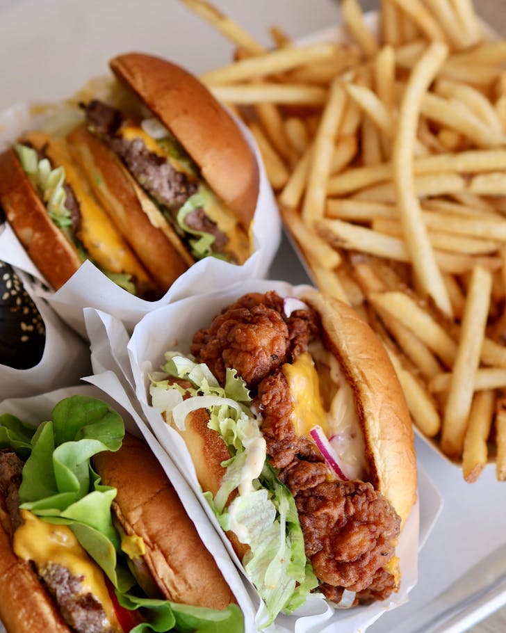 Burgers and fries from Meet & Bun in East Vic Park