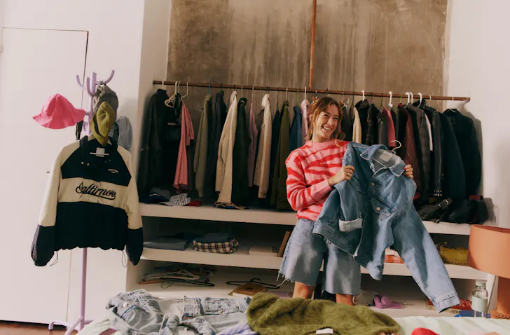 Racks of secondhand clothes from Vinted Australia