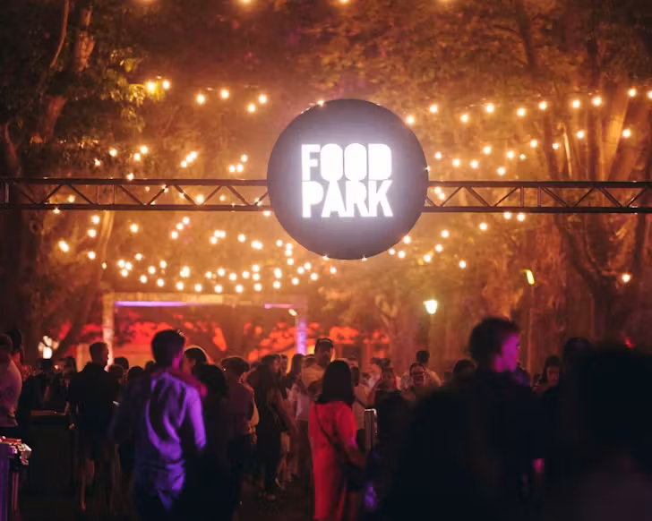 a food park under fairy lights at vivid sydney