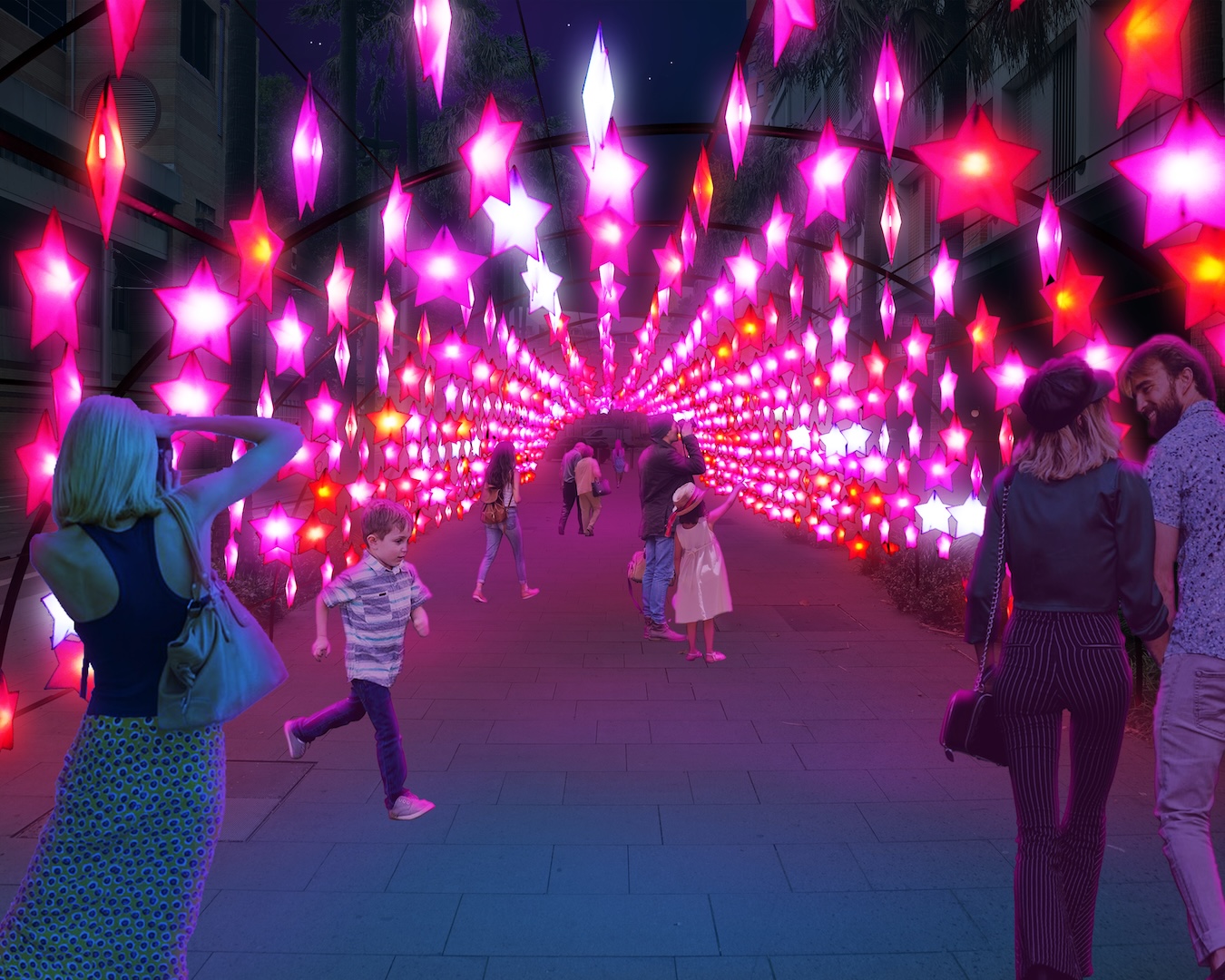 a tunnel of star-shaped lights coming to vivid sydney in 2025