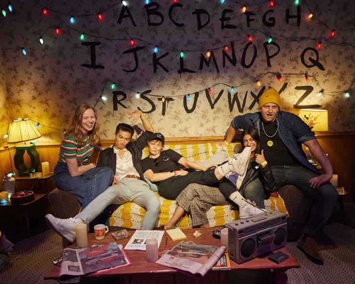 guests inside the stranger things themed exhibit at vivid sydney