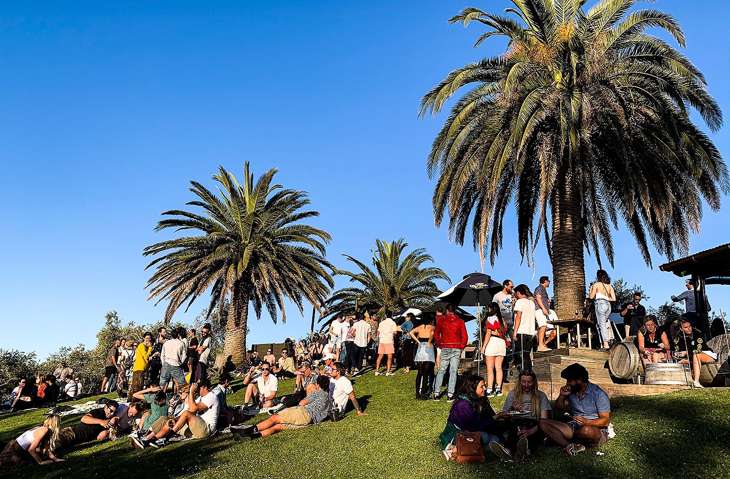 Revellers attend the Wine and food festival at Stonyridge.