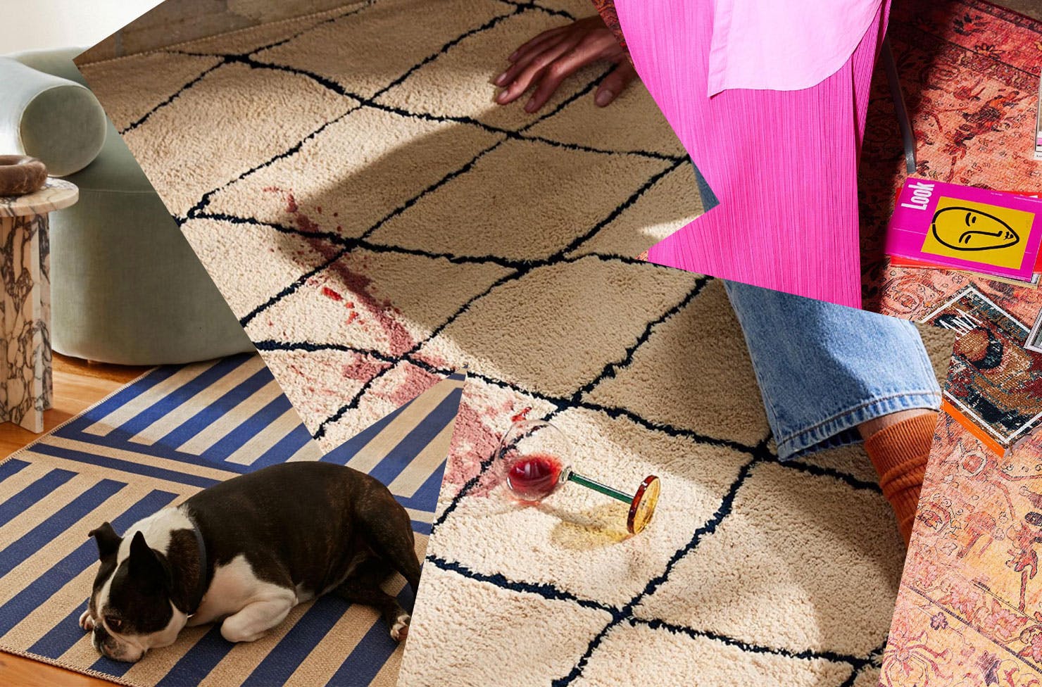 A collage of the best washable rugs to shop in Australia. 