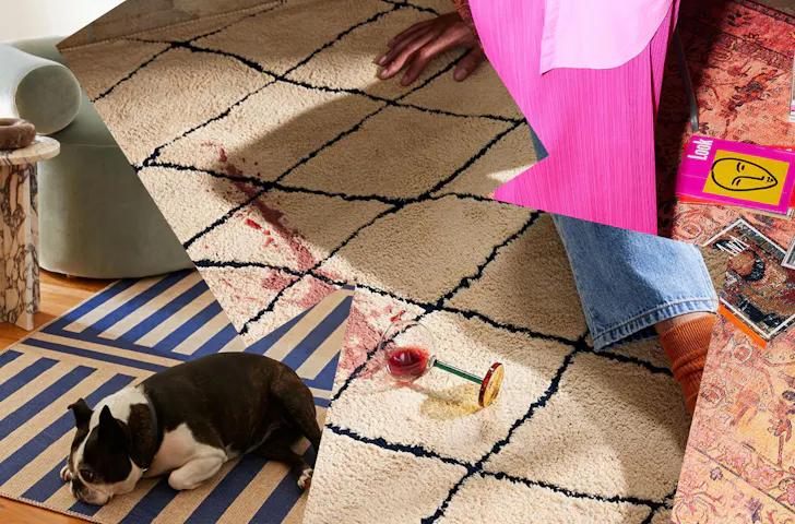 A collage of the best washable rugs to shop in Australia. 