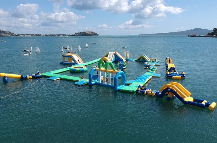 A massive water inflatable in the Waitemata harbour.