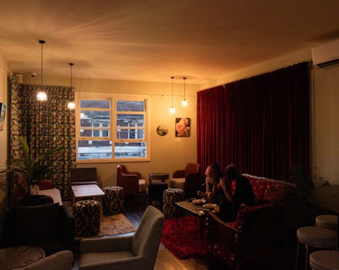 dimly lit radish lounge at we three bar marrickville
