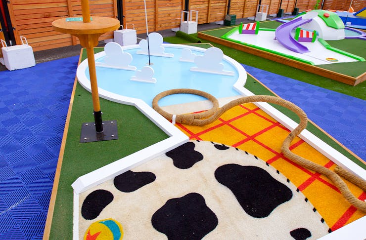 a toy story themed putt putt hole