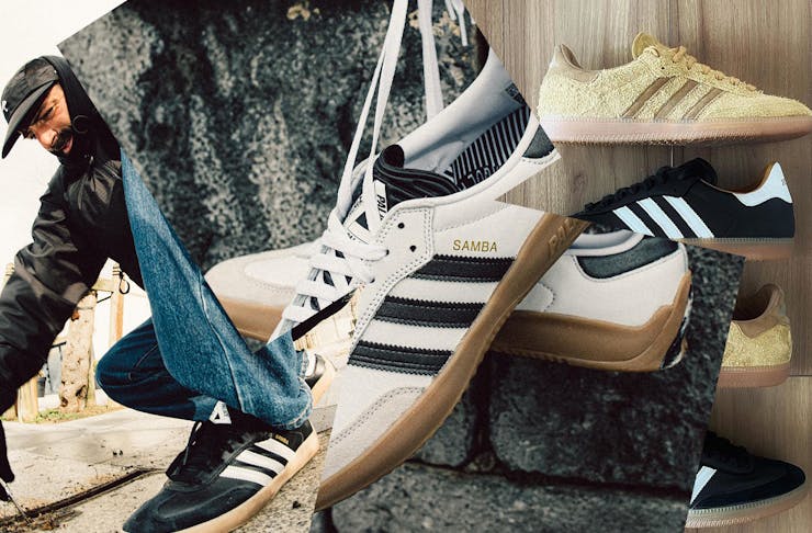 A collage of adidas samba sneakers