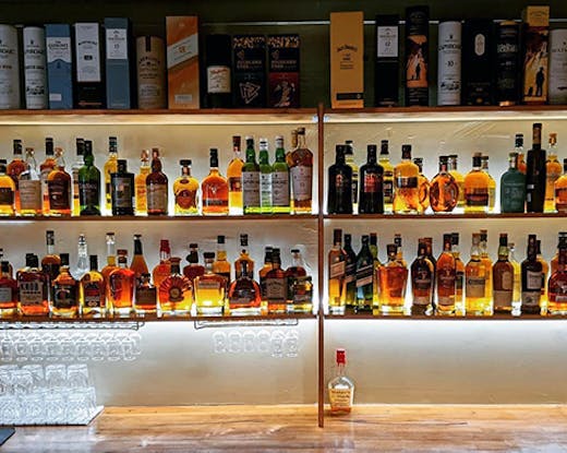 The bar at Mudgeeraba's whiskey lounge.