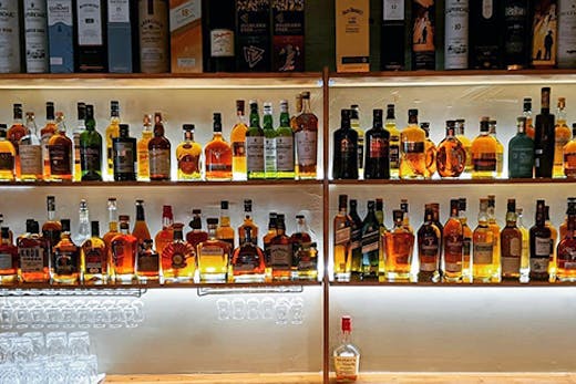 The bar at Mudgeeraba's whiskey lounge.