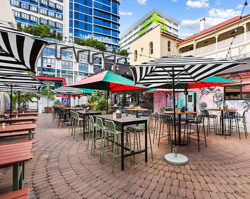an outdoor beer garden