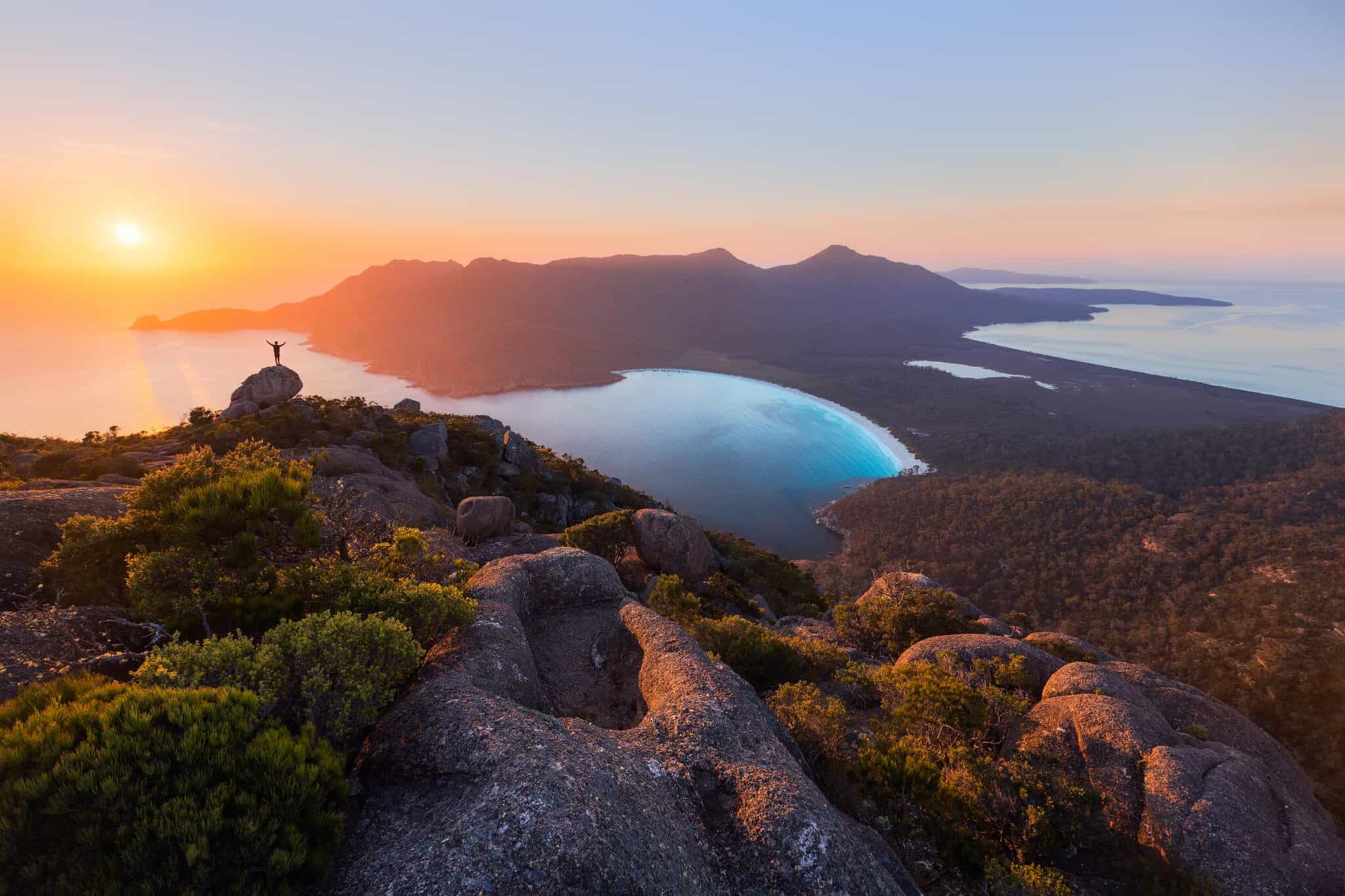 A stunning sunset shot of Wineglass Bay.