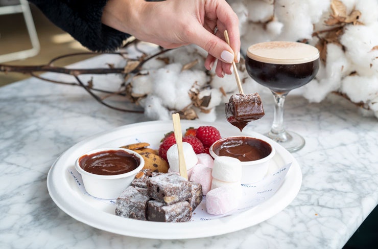 chocolate fondue and an espresso martini 