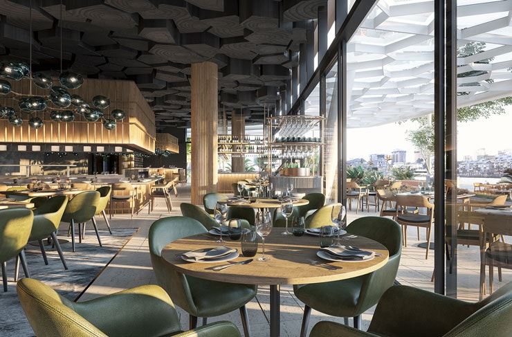 The dining room at Woodcut, at Crown Sydney. 