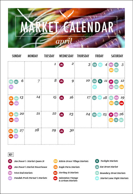Brisbane Market Calendar