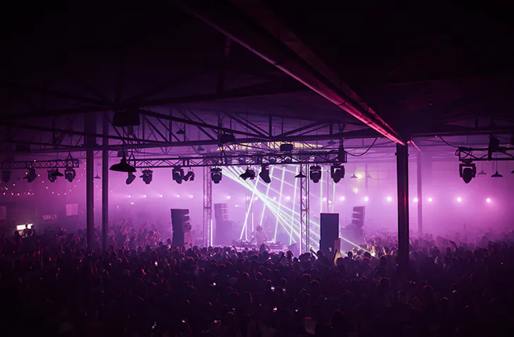 A warehouse converted into a nightclub.