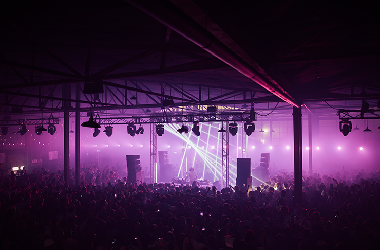 A warehouse converted into a nightclub.