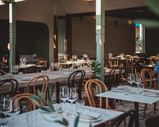 The outside terrace at Yiamas Greek restaurant in Subiaco