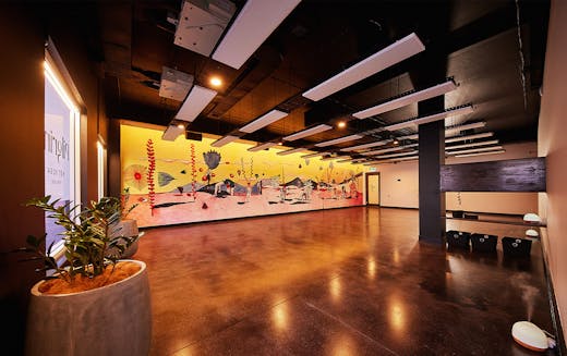 Premium Photo  Empty yoga studio interior design open space with