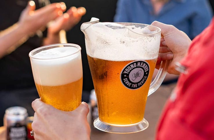 A jug of Young Henrys beer 