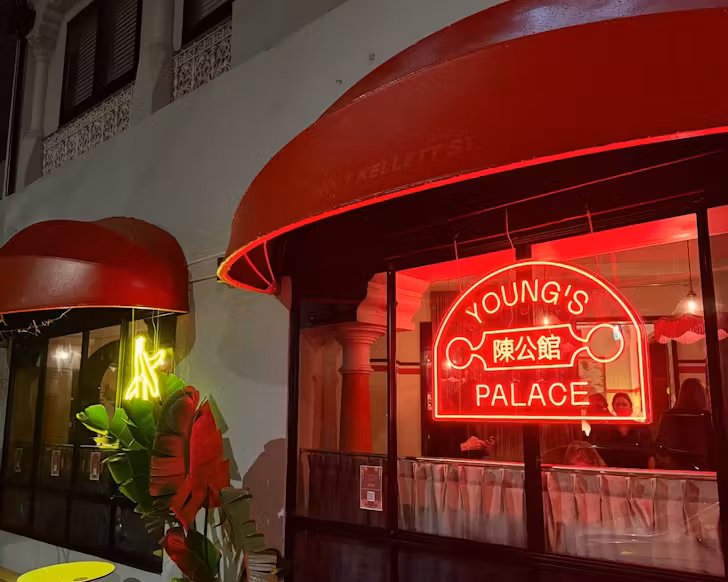 young's palace exterior red neon sign, best sydney restaurants 