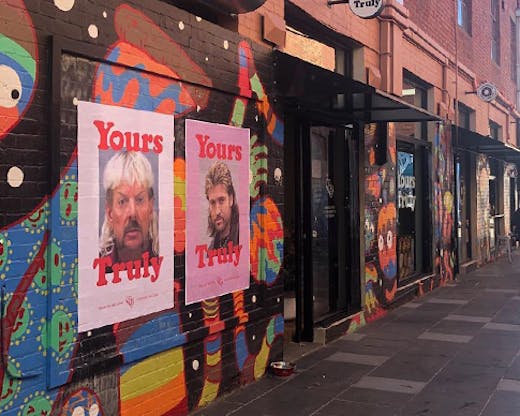 The colourful facade of Footscray barbershop, Yours Truly.