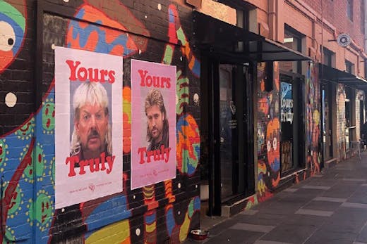 The colourful facade of Footscray barbershop, Yours Truly.