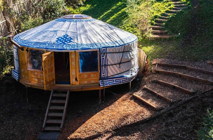 the outside of the yurt