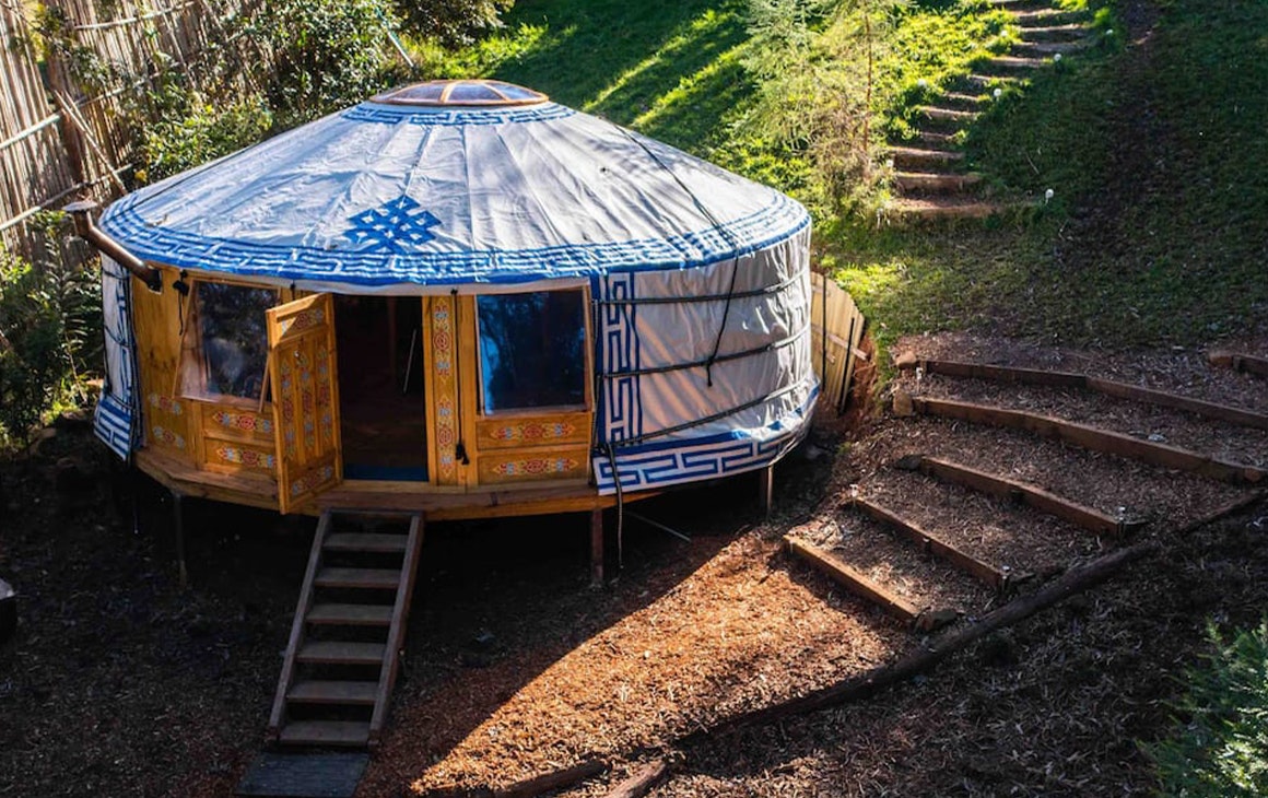 the outside of the yurt