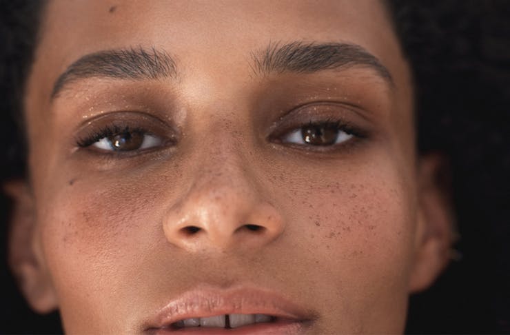 close up of a womans face