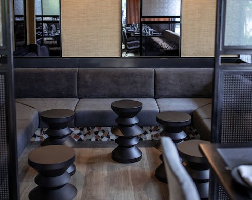 a sunken seating area at zazu