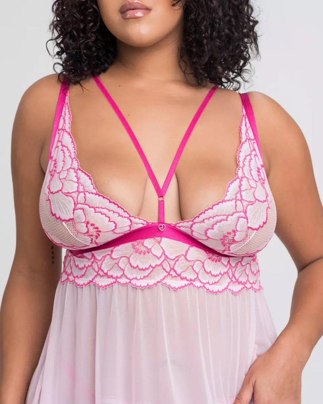 Lovehoney Tiger Lily Pink Lace Babydoll Set