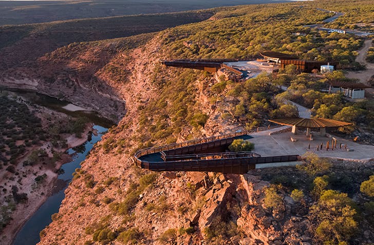 aerial view of lookout in kalbarri national park