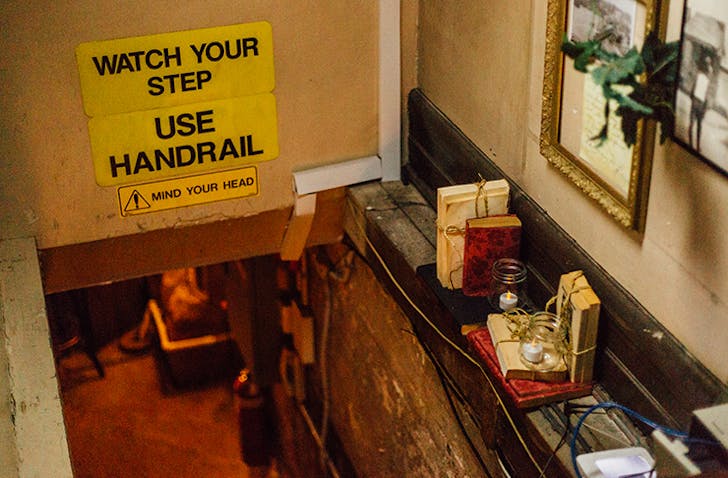staircase going into hidden bar