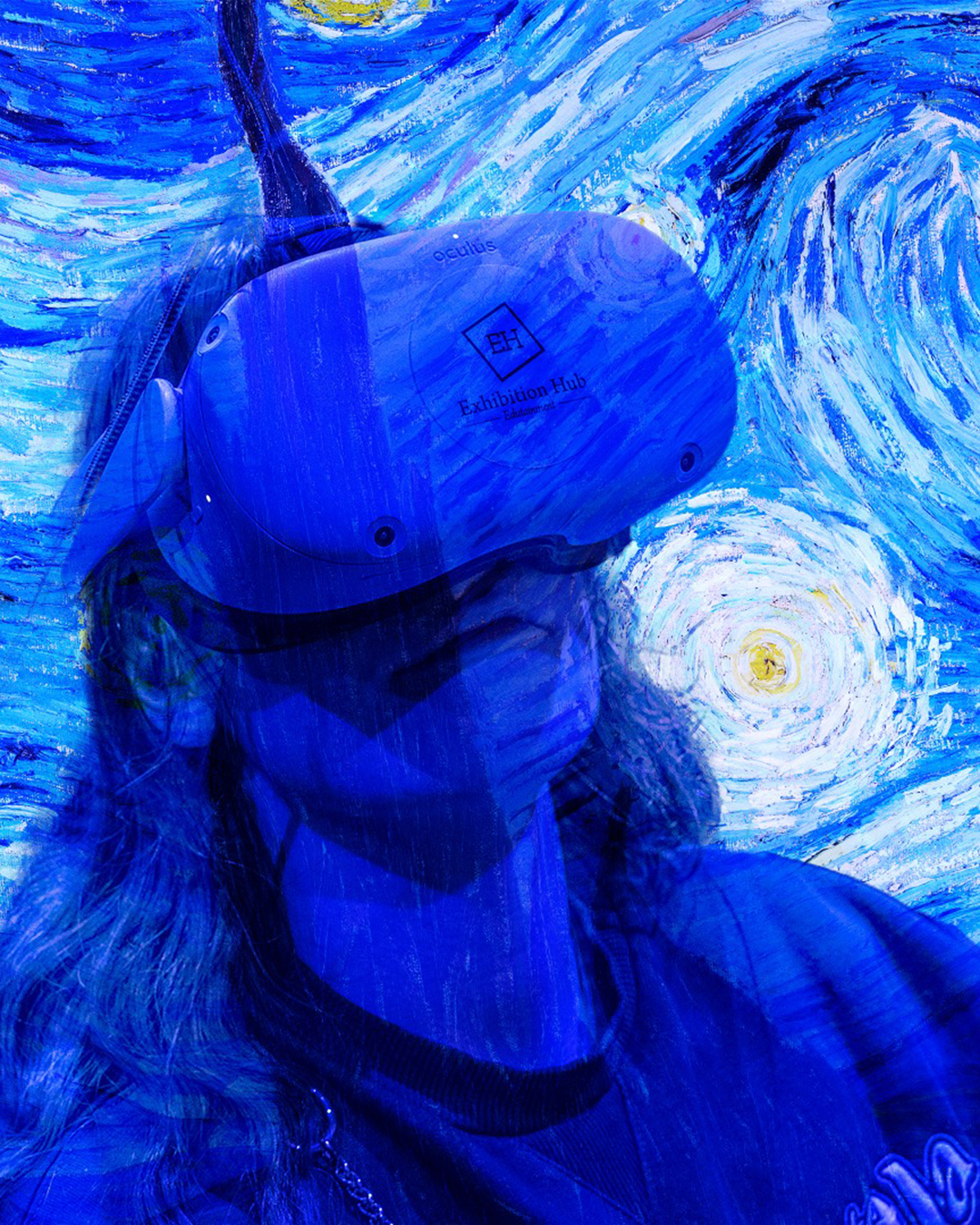 someone wearing VR goggles at ​​Van Gogh: The Immersive Experience 
