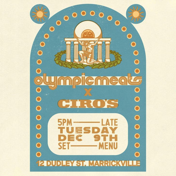 a poster for ciro's and olympic meats collab