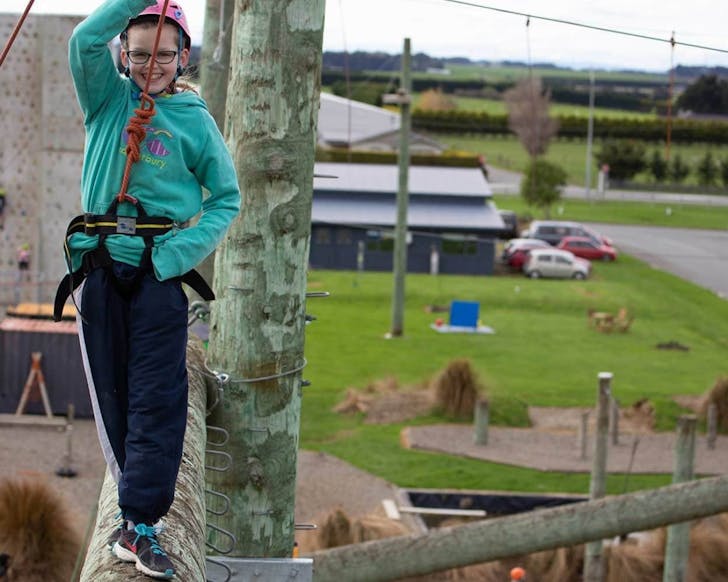 A child takes to the ropes at Adventure Southland. 