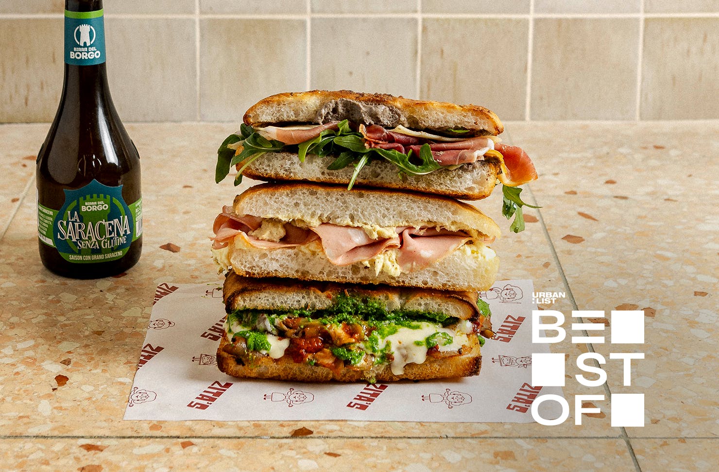 A stack of gluten-free focaccias at Zita's in South Yarra.