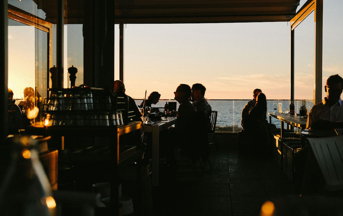 Ocean views at Bib & Tucker restaurant in North Fremantle 