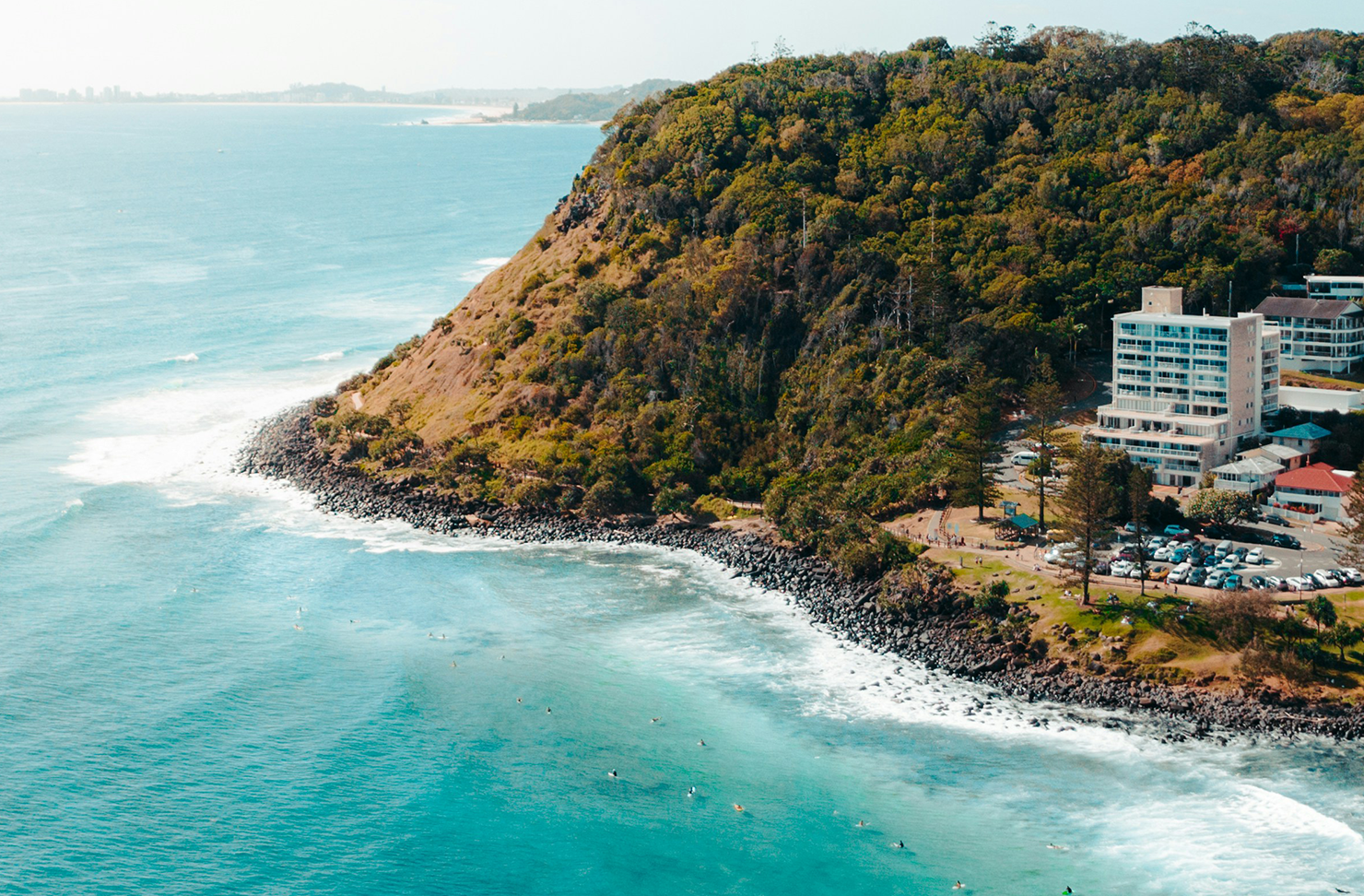 Bird's eye view of Burleigh Beach on the Gold Coast. 