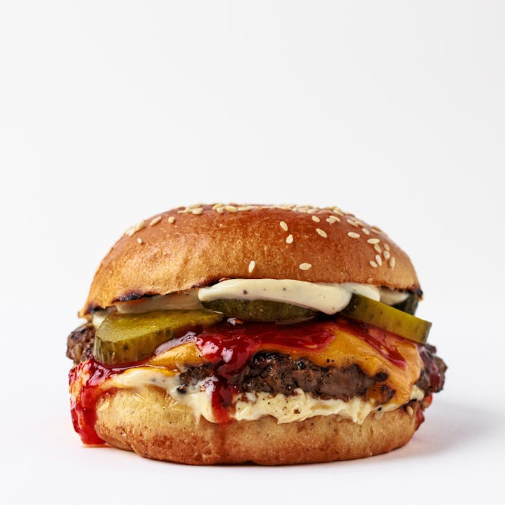Charrd flame-kissed cheeseburgers.