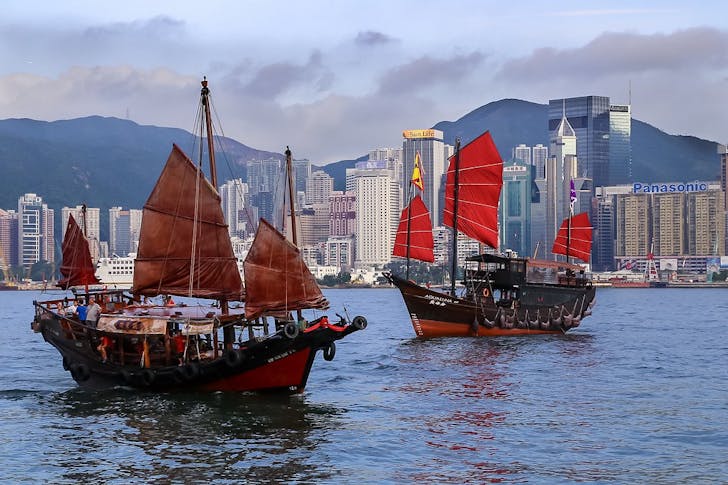 Chinese Junk Boats Hong Kong