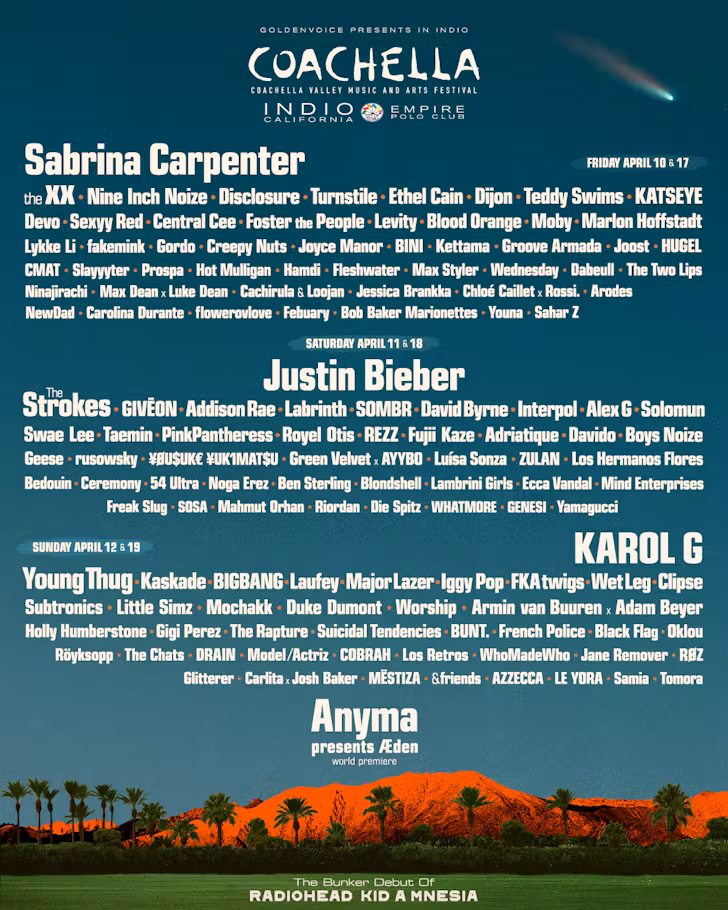 Coachella Line Up 2026