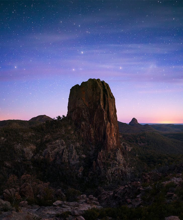 a small hill at night