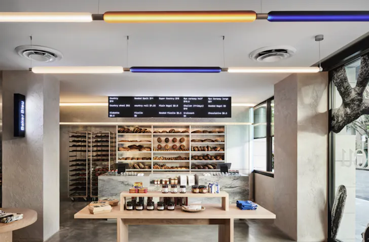 a futuristic looking bakery