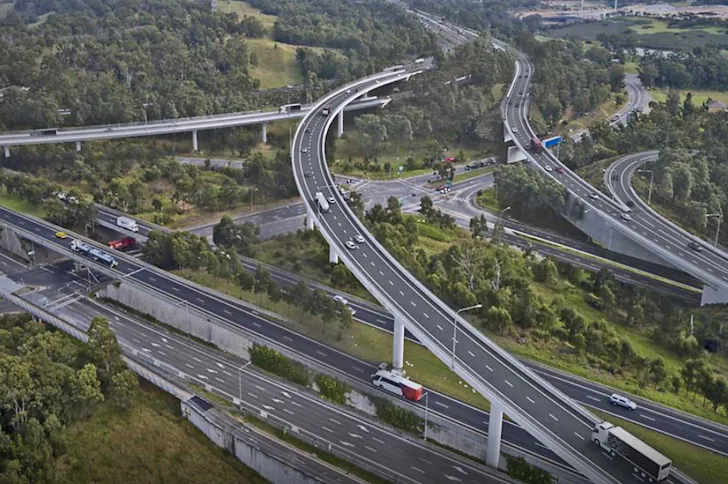 aerial of motorway system in sydney