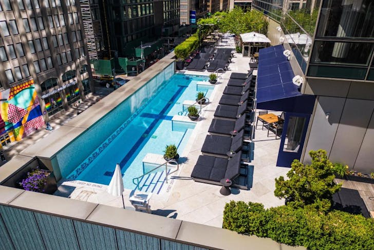 The Dominick rooftop pool area in New York City