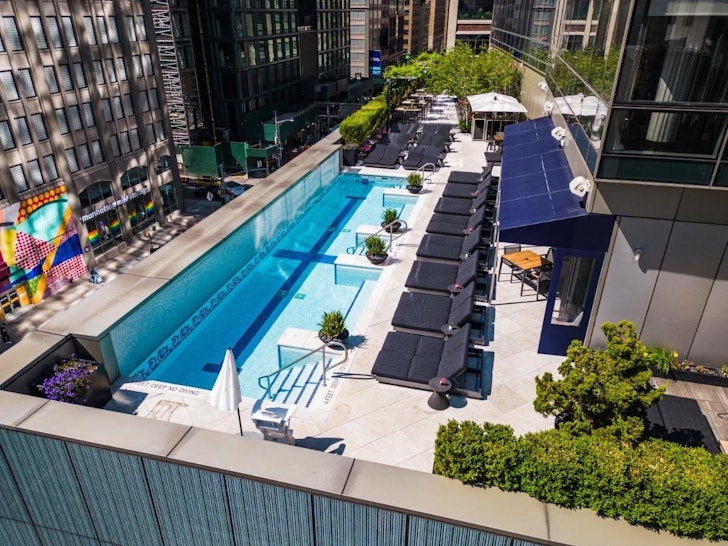 The Dominick rooftop pool area in New York City