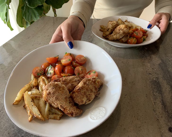 McCormick Air Fryer Recipe Base Buttermilk Chicken, Homemade Fries & Cherry Tomatoes